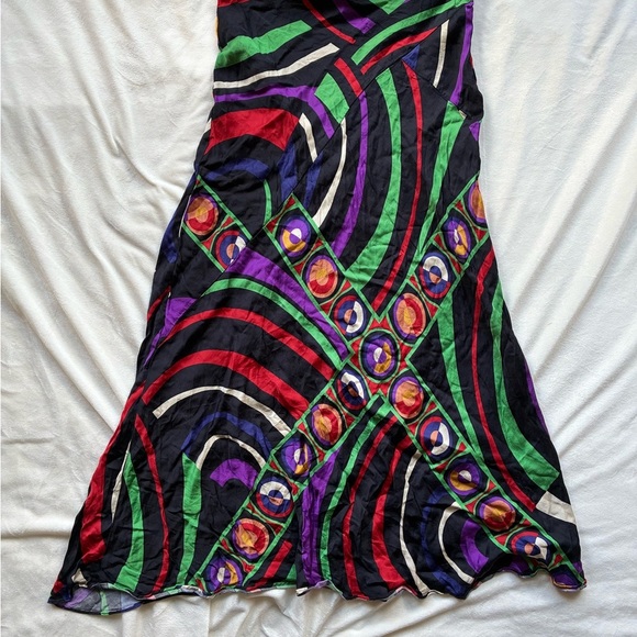 ZARA Abstract Multicolor Maxi Skirt Boho Retro Print Side Zip S - Picture 2 of 5